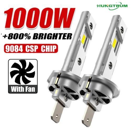 Bombillas de faros LED H1, luces CANBUS, Mini lámpara, tamaño 1:1, nueva luz antiniebla inalámbrica H1 con ventilador, LED Plug & Play para coche, 6000K, 12V