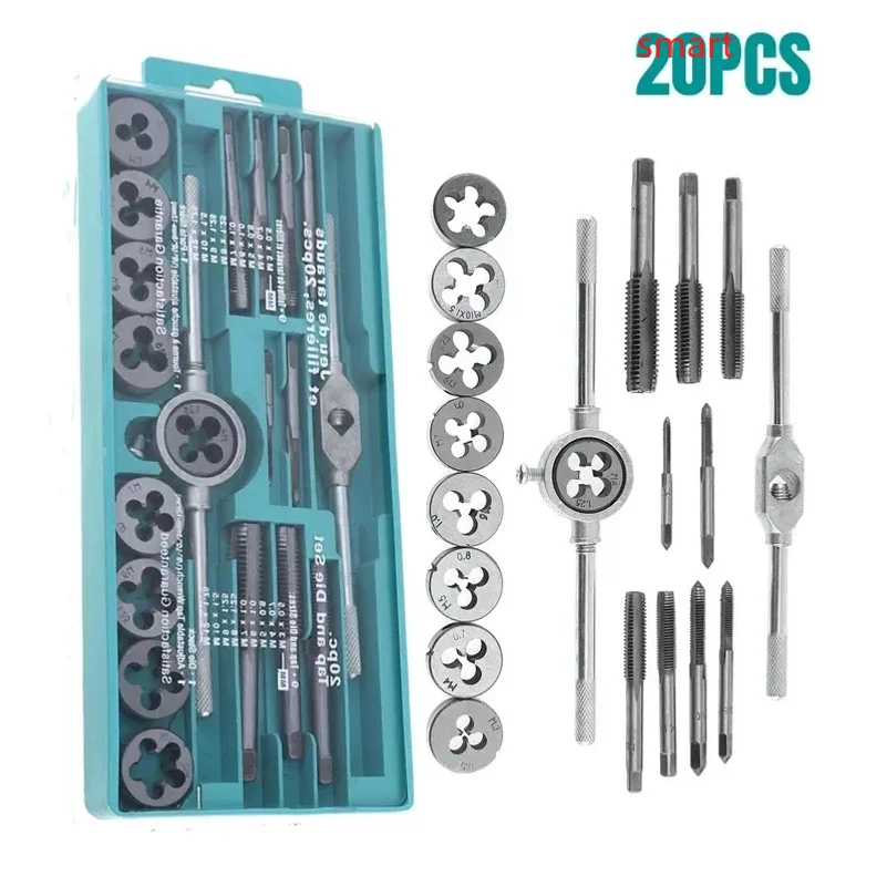 For Metric Screw Thread Plugs Hand Taps Straight Taper Tapping Tools Multifunction Tap Die Set 12 20Pcs M3 To M12