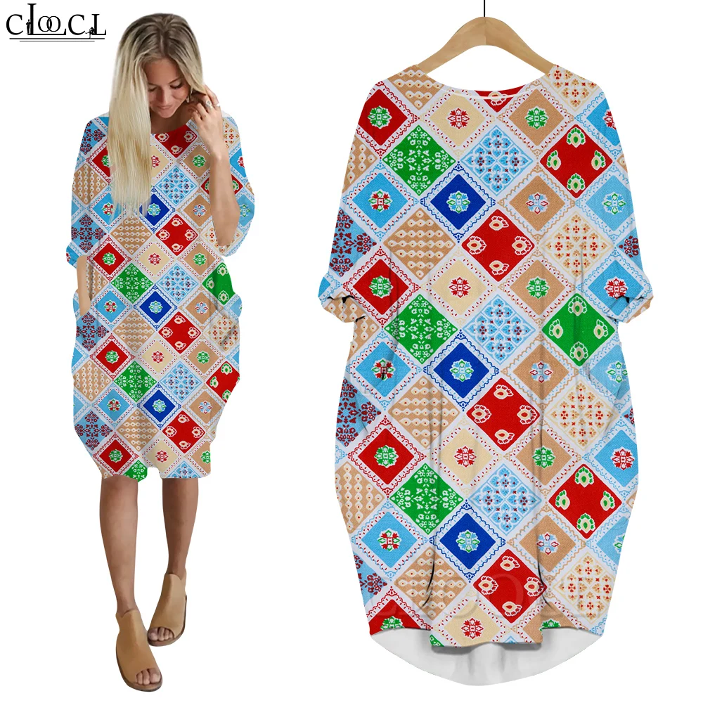 

CLOOCL Snowflake Plaid Dress Fashion Popular Femme Clothing Loose Casual Autumn Oversized Long Sleeve Christmas Dress