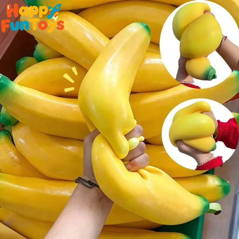 Banana Squishy Toys Stress Relief Slow Rebound Fidget Toys Banana Stress Ball Squeeze Toy Party Favors Classroom Prizes