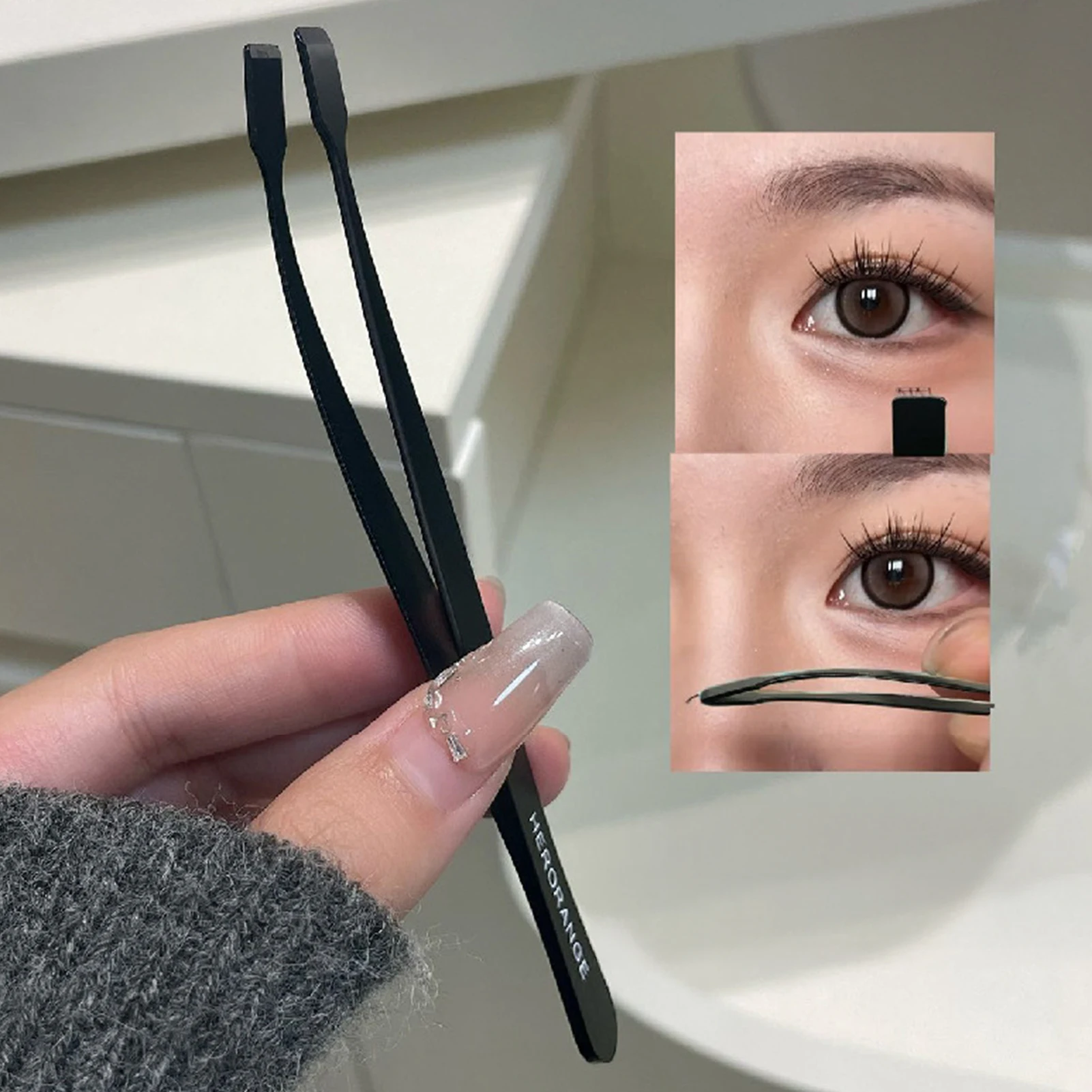 ステンレス鋼下まつげピンセットまつげエクステンション脱毛ピンセット DIY まつげアプリケーターメイクアップツール