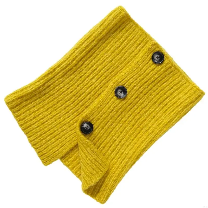 62CC Warm Knitted Yarn Scarf with Button Closure Fashion Neck Gaiter for Women Girl