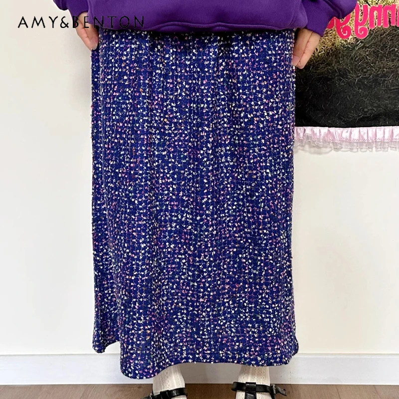 

Original Design Commuting Versatile Loose Natural Waist Skirt 2025 Autumn Winter New Sweet Cool Cute Elastic Waist Skirts Ladies
