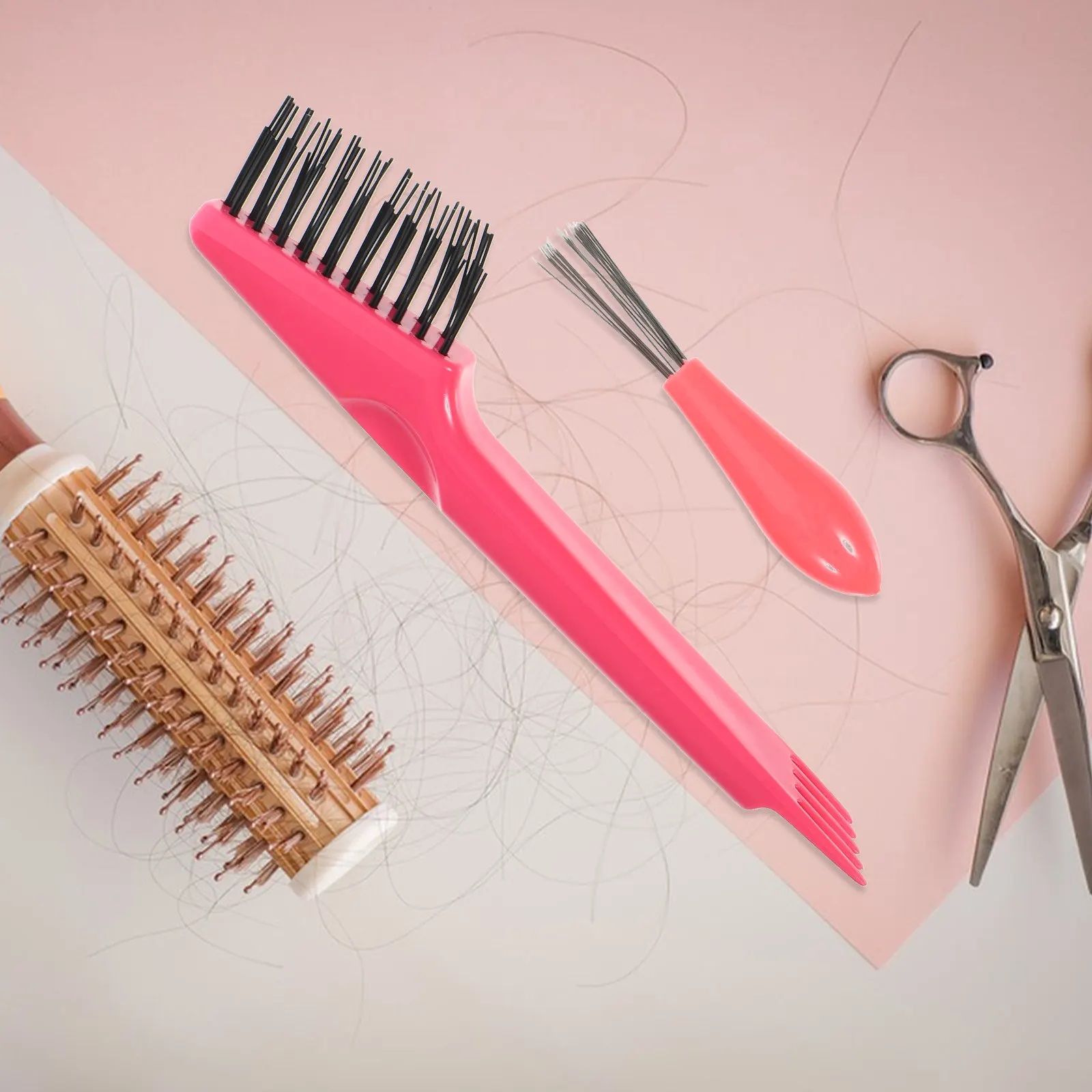 1Set Hair Brush Cleaner Comb Cleaner Brush Cleaning Tool Ergonomic Design Hair Removal Rake for Salon Home Comb Cleaning Tool view 2