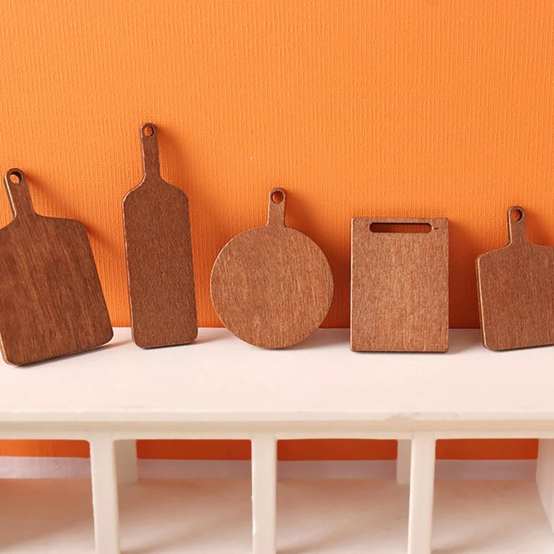 【BS】5Pcs/set 1:12 Dollhouse Miniature Chopping Board Simulation Cutting Bread Dessert Board Model Kitchen Decor Doll House view 2