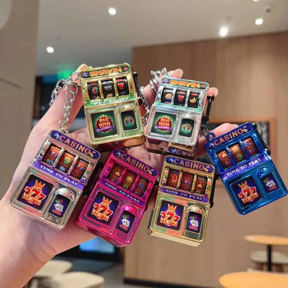 Fashion Slot Machine Keychain Mini Lucky Jackpot Fruit Slot Pendant Novelty Creative Bag Charm Car Key Ring Funny Bag Decor Gift