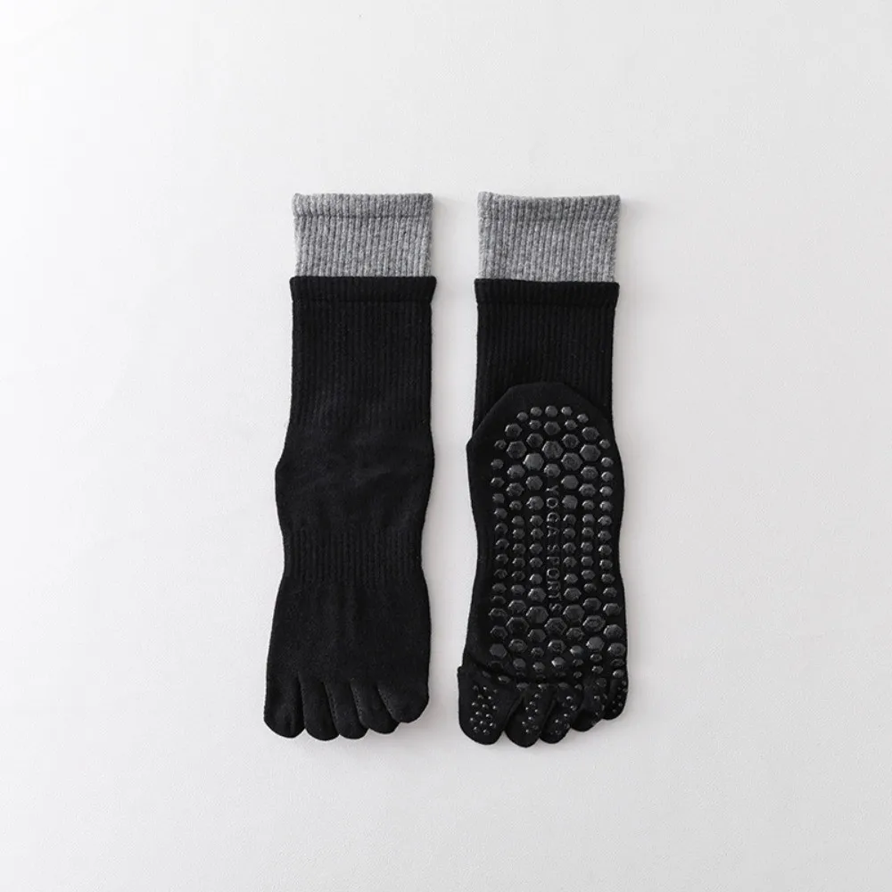 

Дышащие хлопковые носки для йоги с пятью пальцами, спортивные носки для зала, силиконовые, нескользящие, впитывающие пот, для пилатеса и фитнеса