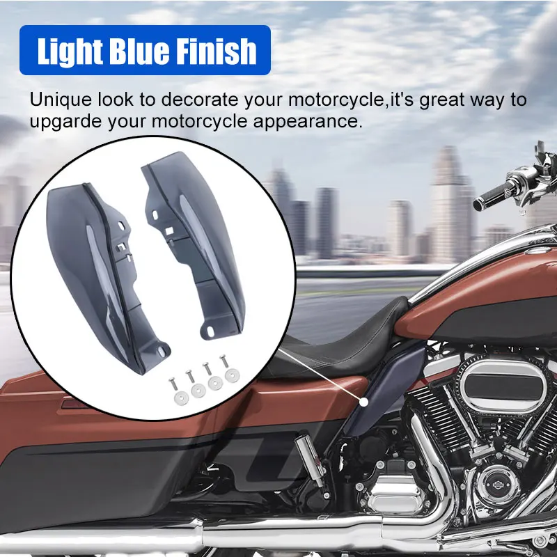 

Motorcycle Heat Shield Mid-Frame Light Blue Air Deflector For Harley Touring Trike Road King Electra Glide CVO Limited 09-16