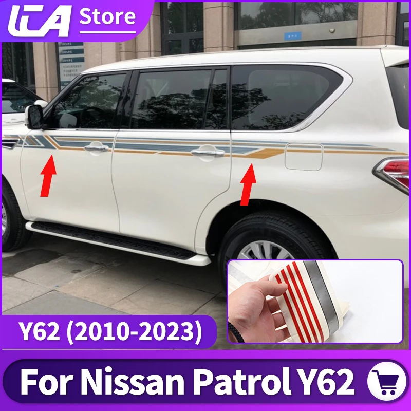 

Подходит для Nissan Patrol Y62, 2010-2022, наклейка на кузов автомобиля, модифицированная длинная полосатая наклейка на дверь автомобиля, украшение