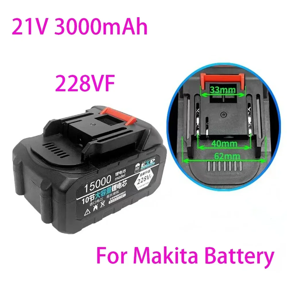 21V Rechargeable Battery 3000mAh Lithium Ion Battery For Makita Electric Power Tool Battery is 228VF 328VF 528VF EU Plug