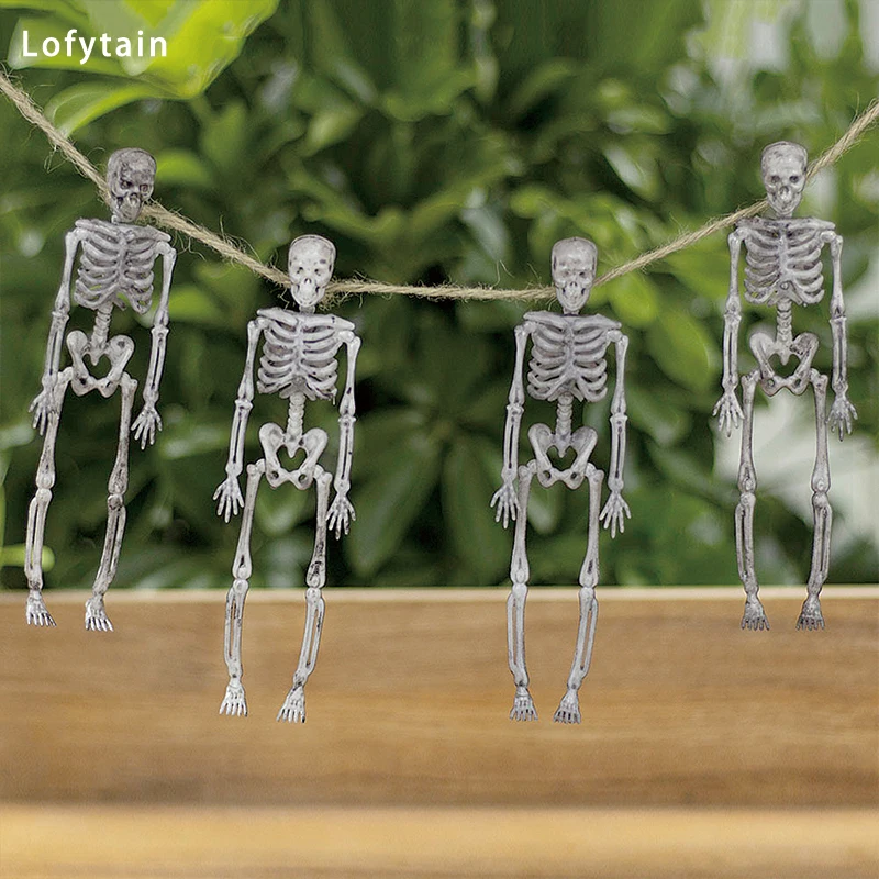 Lofytain 4 Pcs 17cm Simulation Human\'s Skeleton Ornament Human Fake Bones Halloween Party Home Decorations