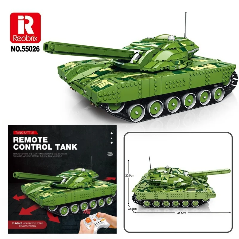 

1516 шт., электрический тяжелый боевой танк с дистанционным управлением, бронированный тигр MOC, собранные строительные блоки, детская игрушка, подарок на день рождения