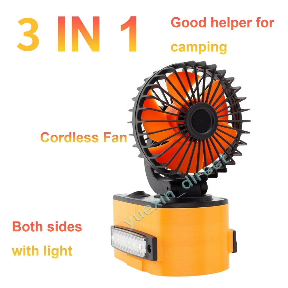 3 IN1 Outdoor Portable Fan with LED Light  Camping  Lantern USB charging port  For Ryobi 18V Battery（Not include battery）