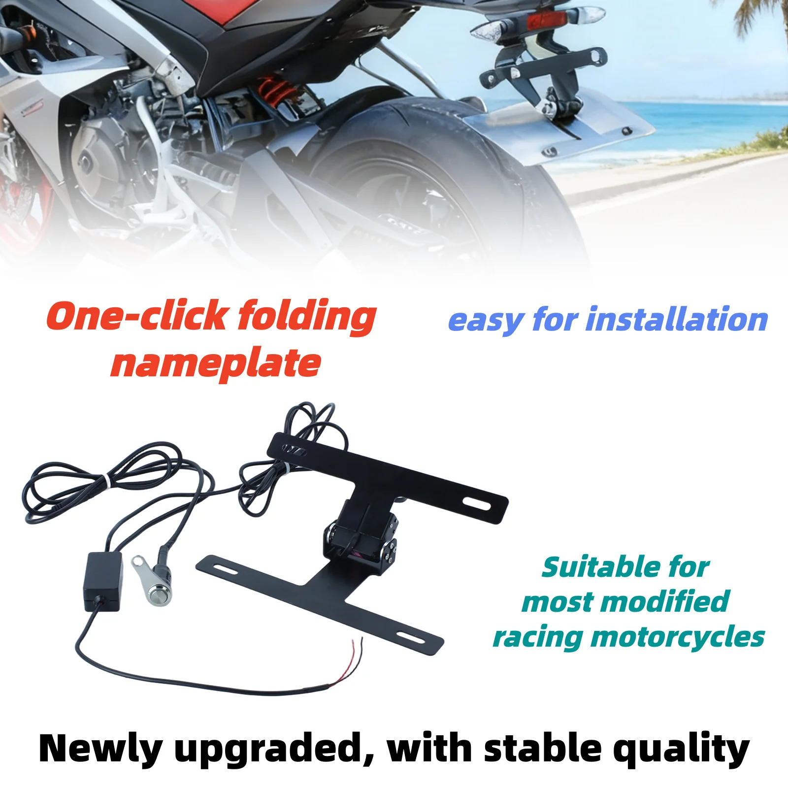 

motorcycles feature an automatic license plate holder that folds,one-button start For Yamaha MT-O7 MT-09 YZF-R7 YZF-R1