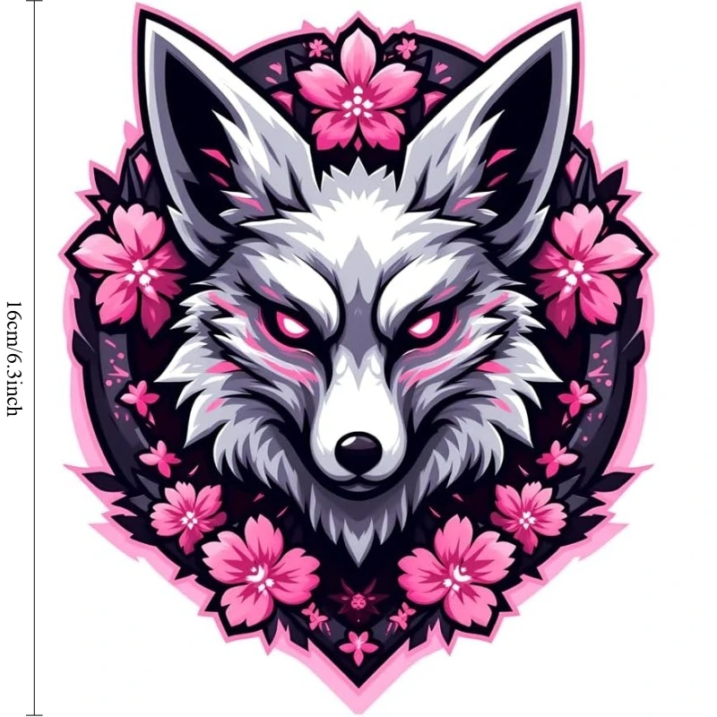 16cm Japanese Purple Fox Anime Stickers Decals for Wall, Fridge, Car Window, Camper & Motorcycle Decor