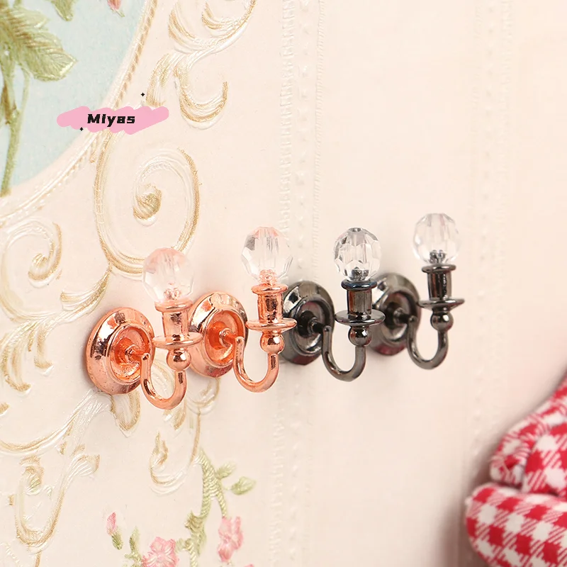 Lámpara de pared en miniatura, muebles para casa de muñecas, modelo a escala 1:12, decoración del hogar, accesorios para casa de muñecas, 1 par