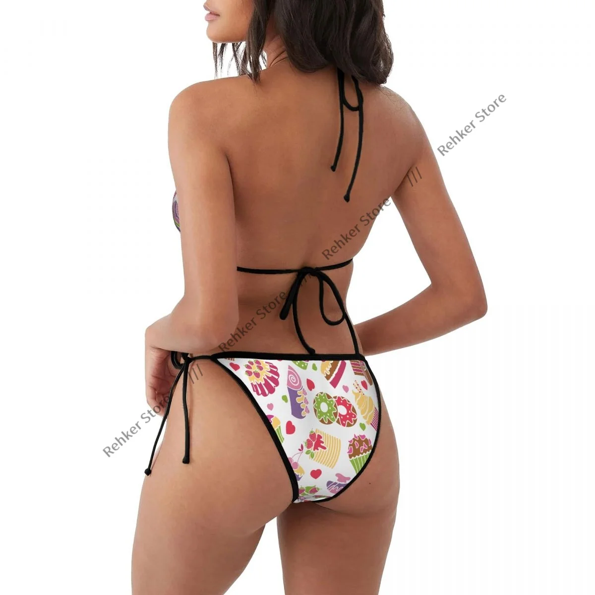 Bikini sexy para mujer, traje de baño de dos piezas, bonito traje de baño de postres, crema de comida, ropa de playa
