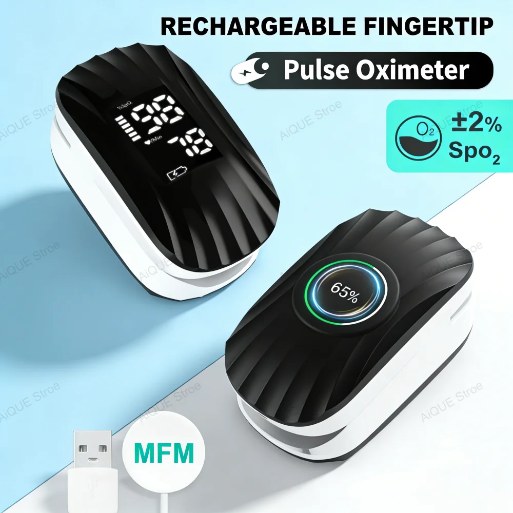 AiQUE Wireless Charge Finger Pulse Oximeter Blood Oxygen Finger Heart Rate Saturation Meter Alarm Dropshipping Fingertip Pulse