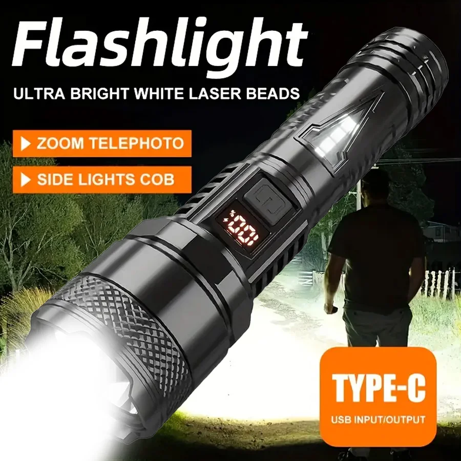 

1 шт. перезаряжаемый светодиодный фонарик, яркий прожектор, 4 режима, встроенный аккумулятор, водонепроницаемый фонарик для экстренной помощи дома и улицы