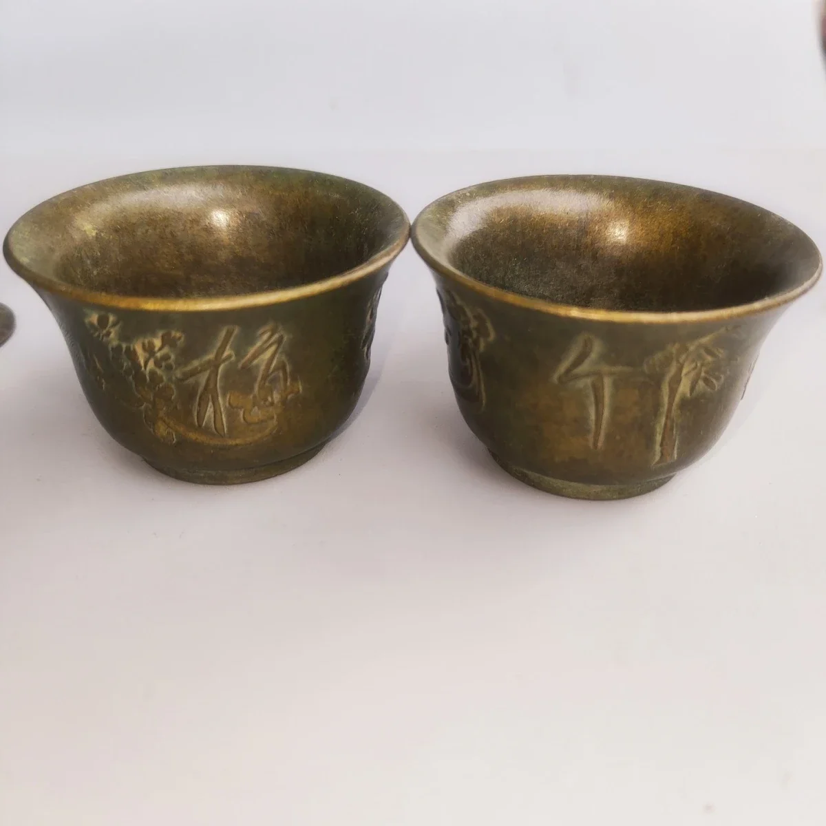 Old Objects Pure Copper Dragon and Phoenix Chengxiang Wine GlassOld  Small Offering Wine Cup Xuanzi Bottom Wine Glass