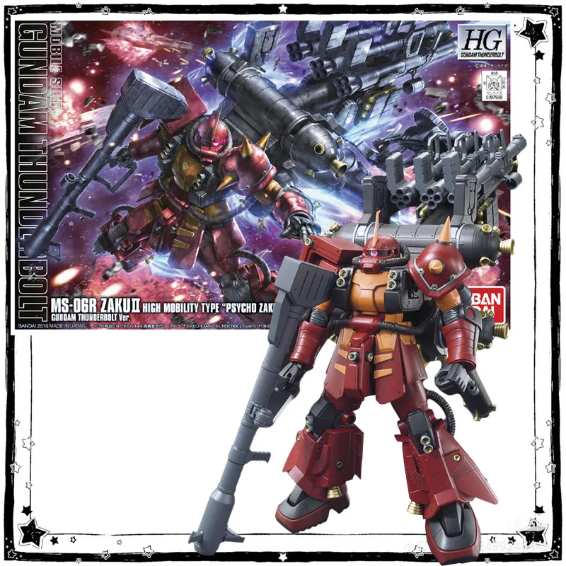 

In Stock Bandai Gundam Model Kit HG IBO 1/144 MS-06R Zaku2 Psycho Zaku Gundam Thunderbolt Anime Collection Assembly Model Toys