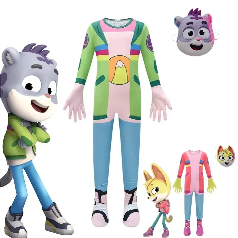 Crianças as criaturas casos traje anime cosplay sam neve bodysuit kit casey macacão máscara meninos cos ternos de halloween para crianças