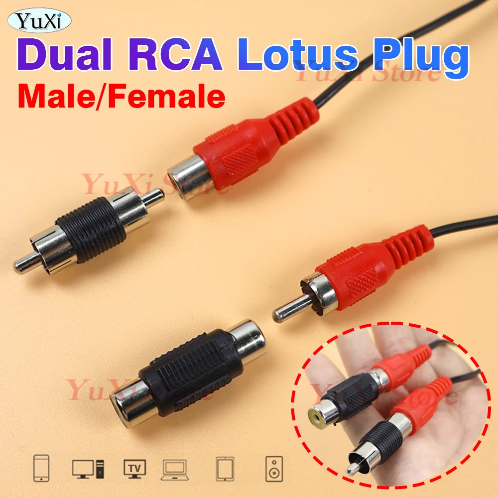 

2pcs RCA Male to Male Jack Plug Audio Connector Adapter Female Dual RCA Converter Phono Coupler Video Connector Plug Socket