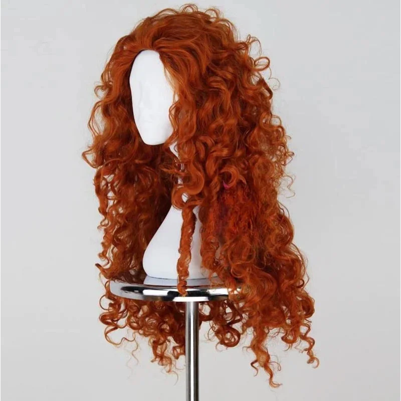Brave Merida Cosplay Peruca Longo Laranja Encaracolado Role Play Peruca Halloween Cabelo Sintético Perucas Perucas