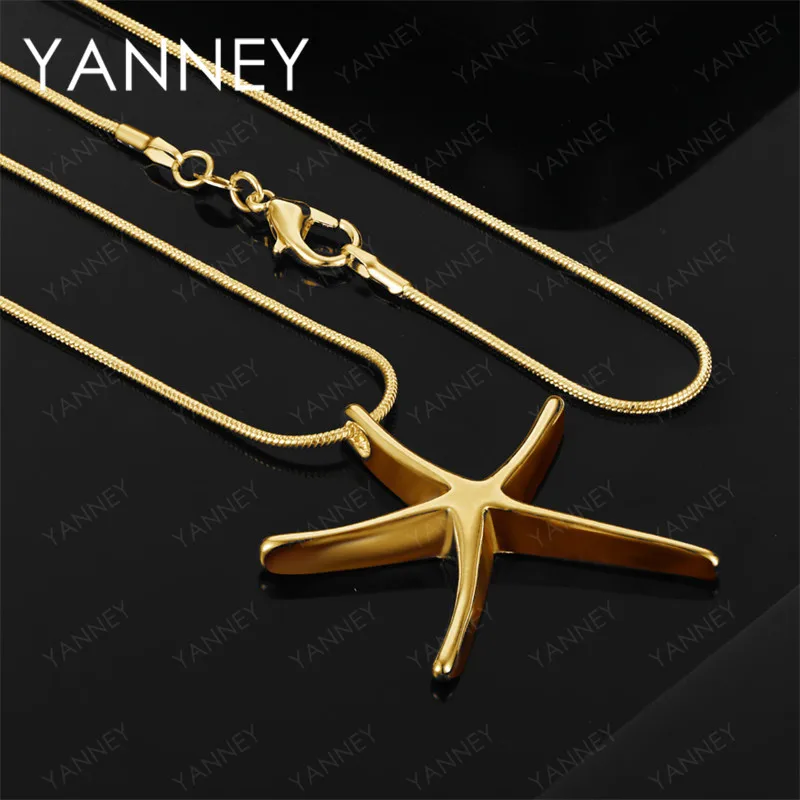 

925 Sterling Silver 18K Gold 16-30 Inch Exquisite Starfish Pendant Necklace Fashion Women's Wedding Accessories Party Jewelry