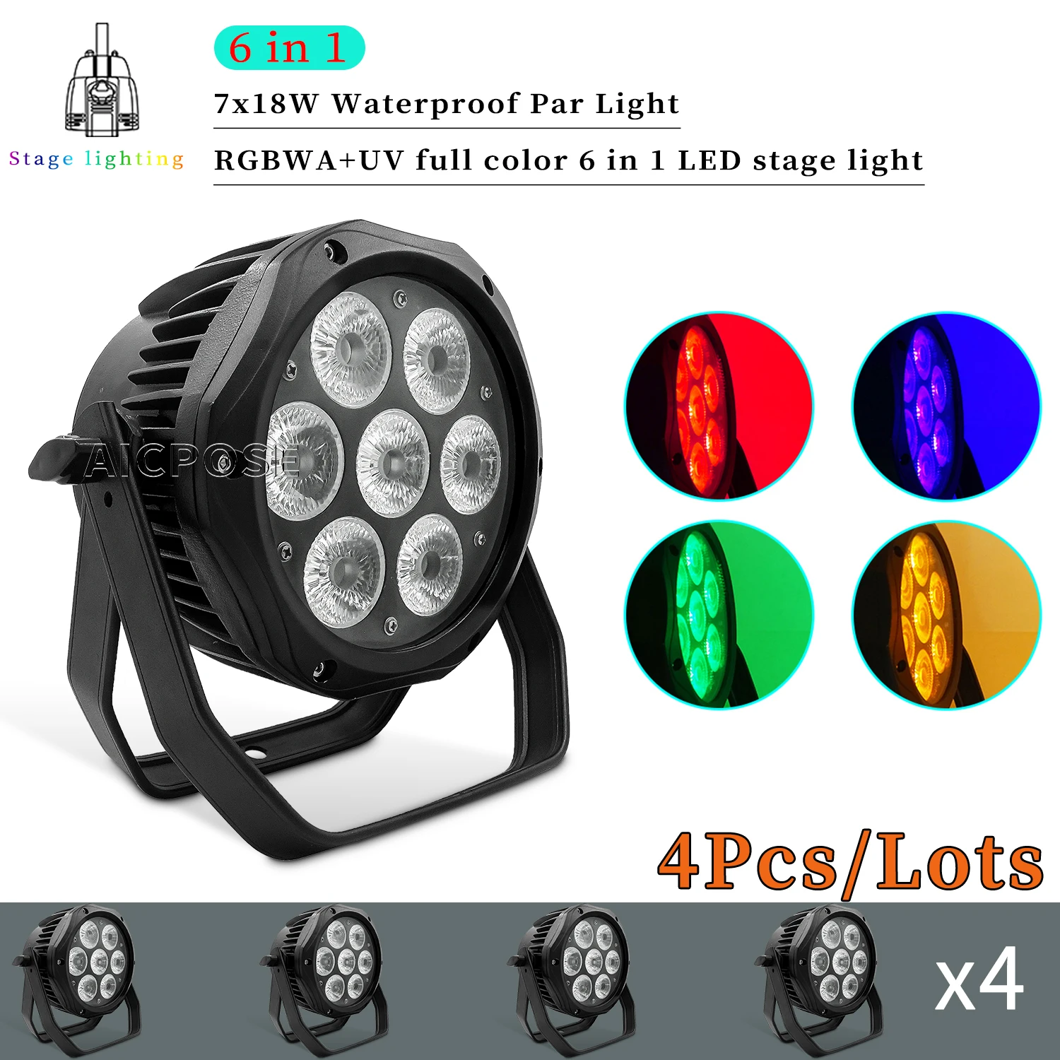 luz conduzida uv da fase 7x12w rgbw 7x18w rgbwa em ip65 impermeavel para exterior dj disco porcoes um grupo 01