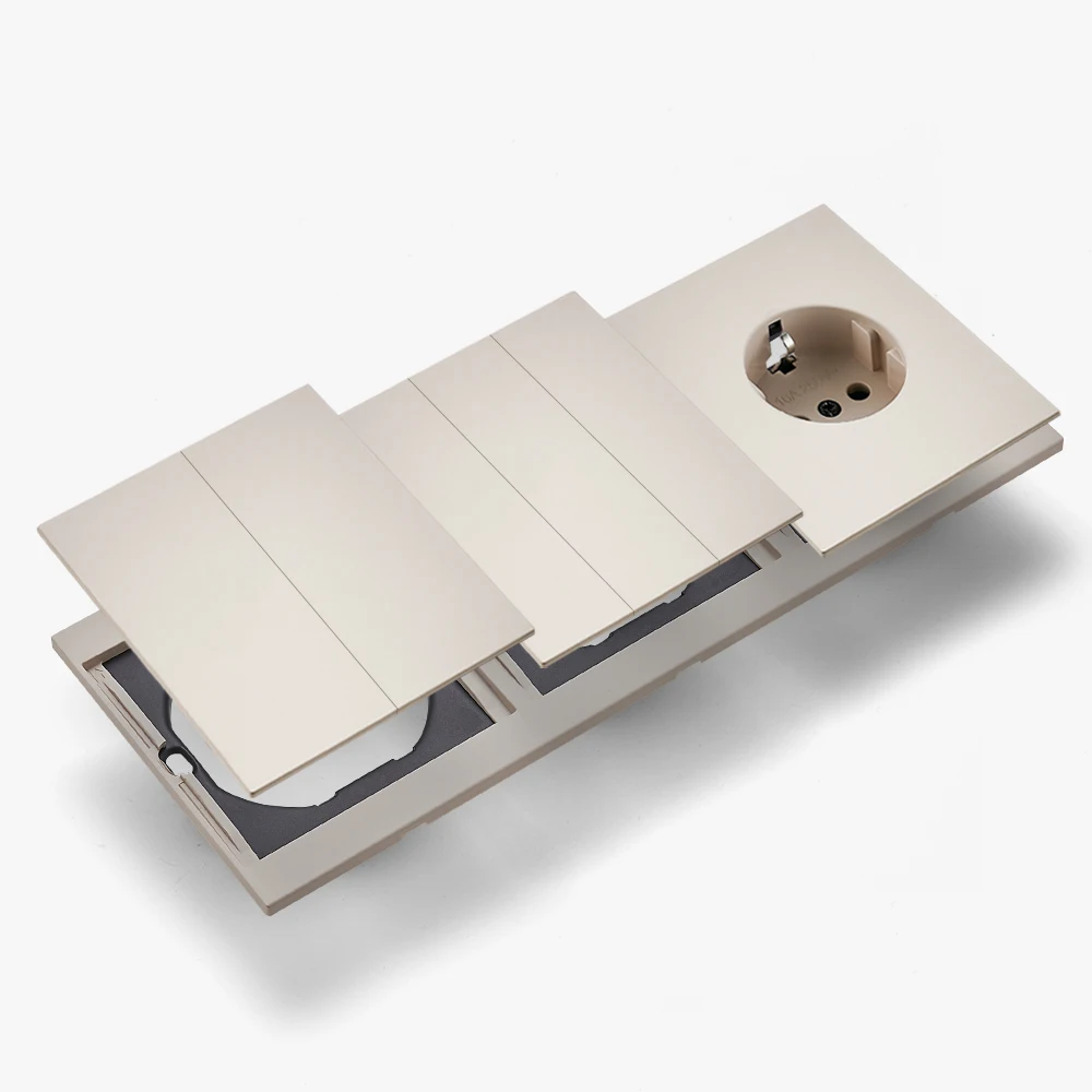 Skin Sensation Power Sockets Button Light Switch Embedded Wall Socket Integrated Panel Skin Feel Paint DIY Combination Embedded