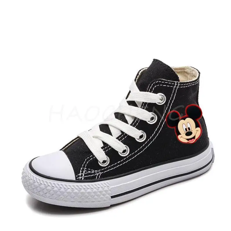 Disney Autumn High Top Children Canvas Shoes Kids Sneakers Shoes For Girls Minnie Princess Denim Running Sport Big Girls Shoes