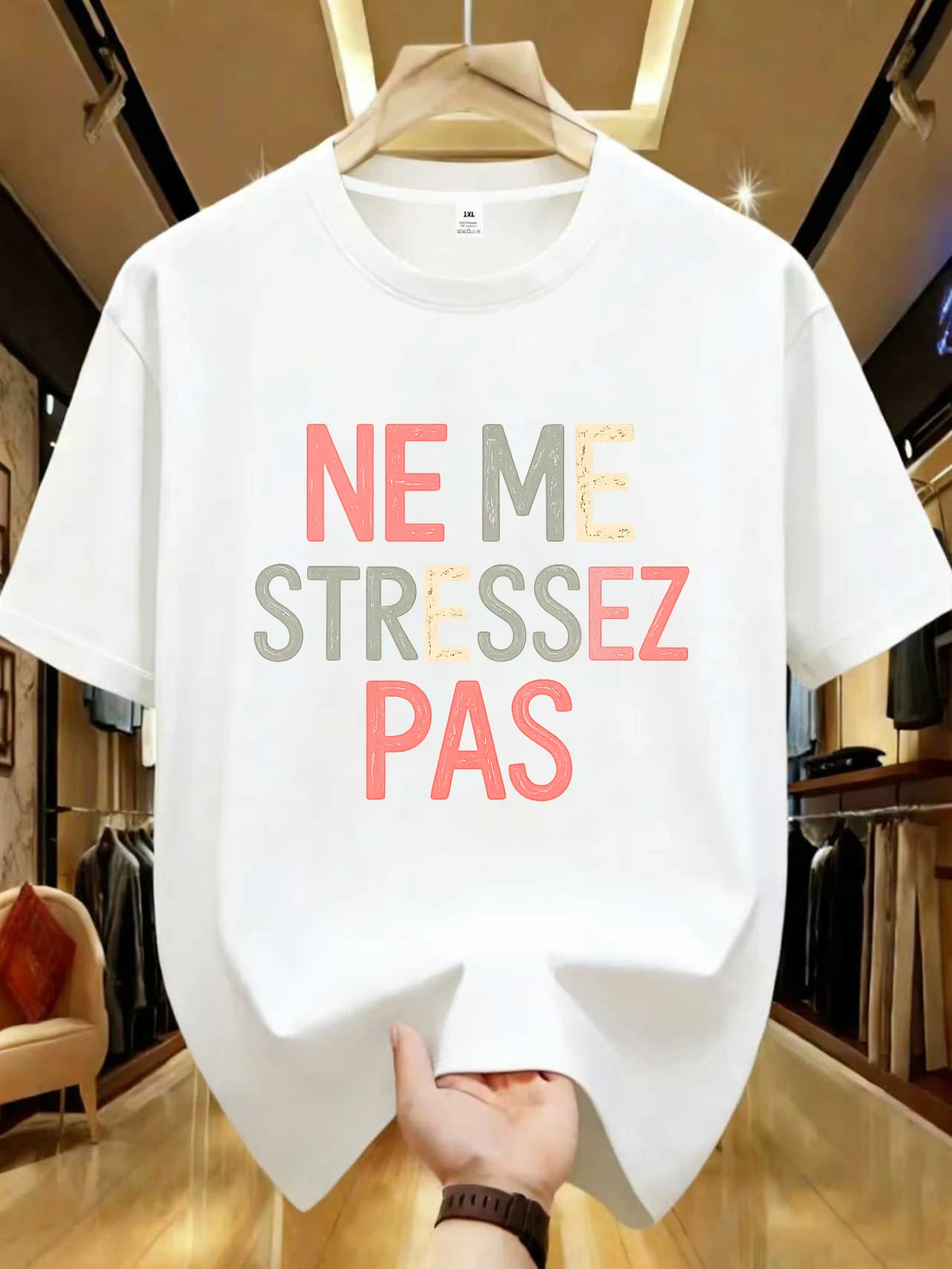 

【WZM102138】English letter printed plus size women's round neck summer casual short sleeved street fashion versatile T-shirt