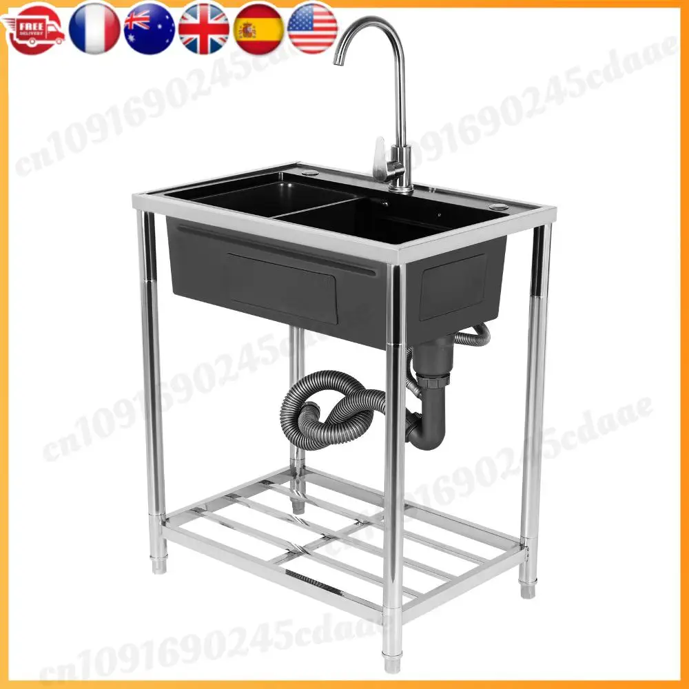 

Stainless Steel Utility Sink Adjustable Stand Multi-Purpose Basin Sink Rust Proof for Kitchen Bathrooms Laundry Room