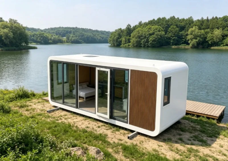 Luxury Customized Mobile Apple Cabin House, Steel Structure Prefab Villa With Waterproof Function For Commercial Hotel Use