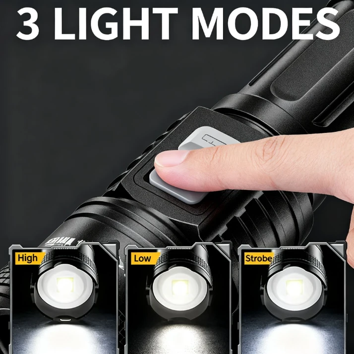 عالية قوة قوية Led التكبير مشاعل التكتيكية ضوء فلاش الشعلة الترا برايت مصباح USB شحن التخييم الصيد ديفينسا فانوس