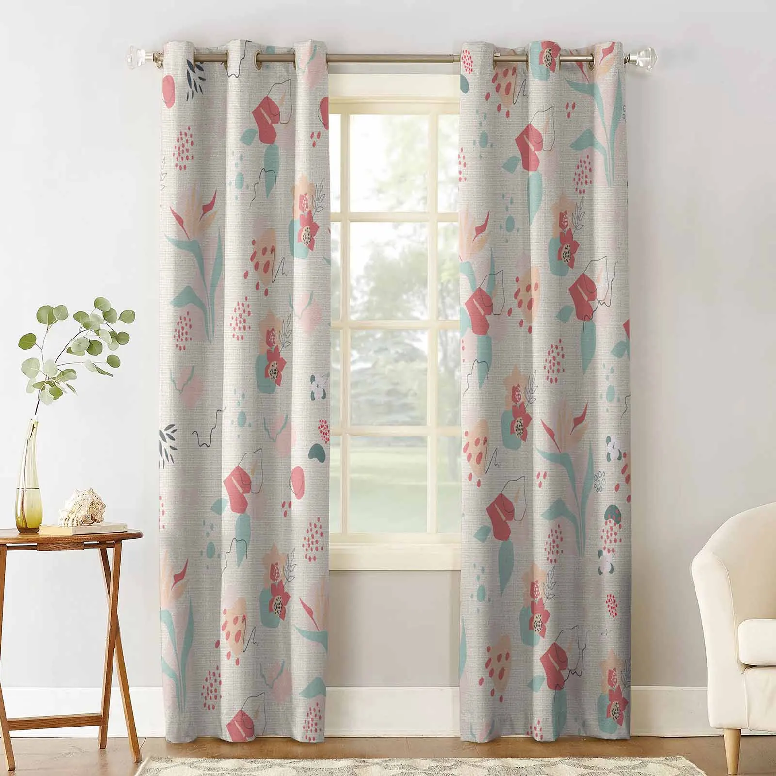 Bohemian Abstract Floral Design Curtains For Kitchen Bedroom Window Treatment Curtains For Living Room Home Decor