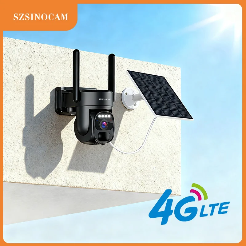 

SZSINOCAM US 4G Solar-Powered Charging Camera Outdoor Surveillance Camera Black Human Detection Night Vision Security Camera