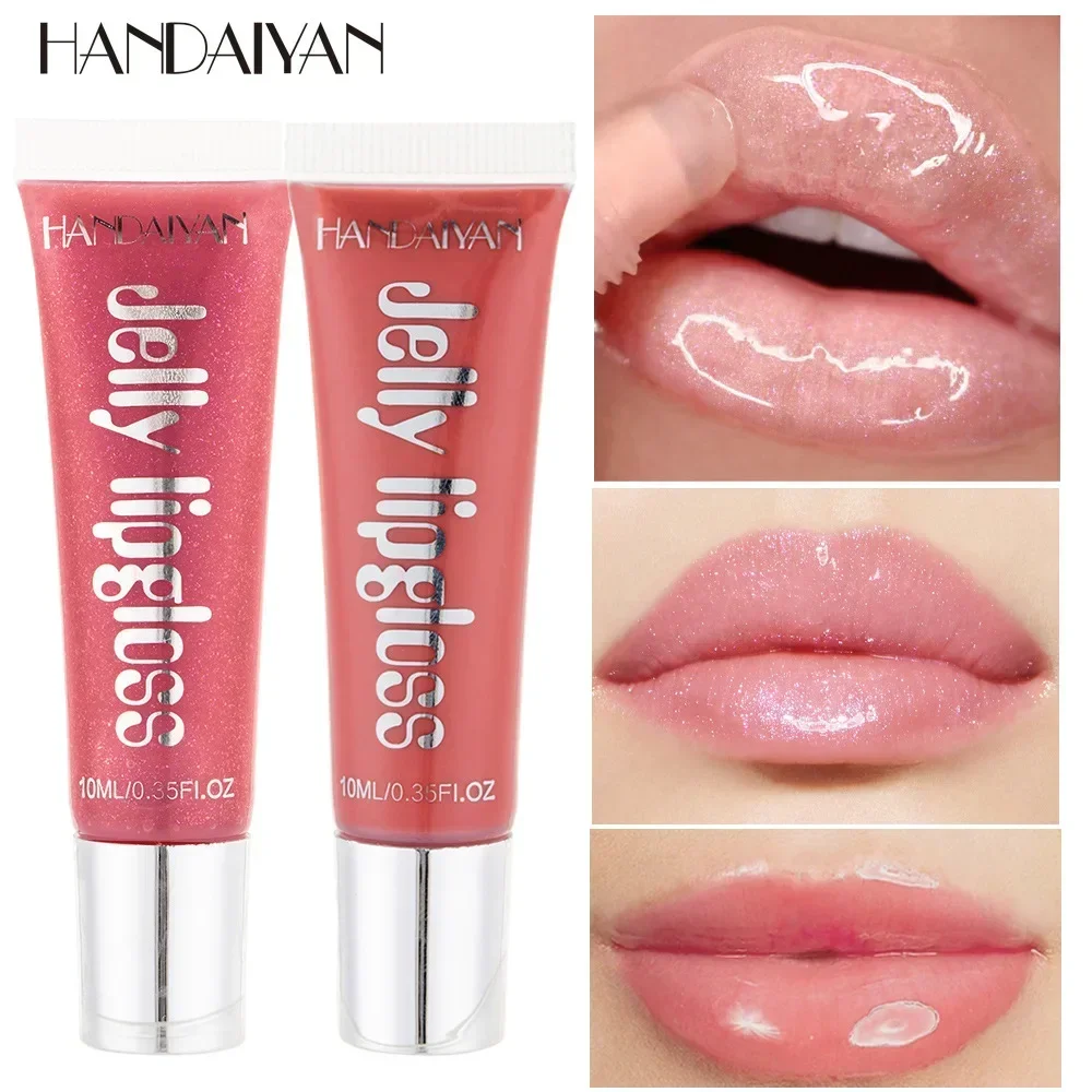 Candy Cor Plumping Lip Gloss Óleo Hidratante, Transparente Fullness Lábios Tint, Tubo Macio Maquiagem Aplicador, Hidratante Fruit Lip Oil