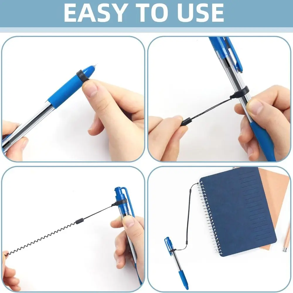 5pcs Professional Retractable Pen Lanyard Anti-lost 40cm Length Pen Leash Elastic Stylus Tethers Office