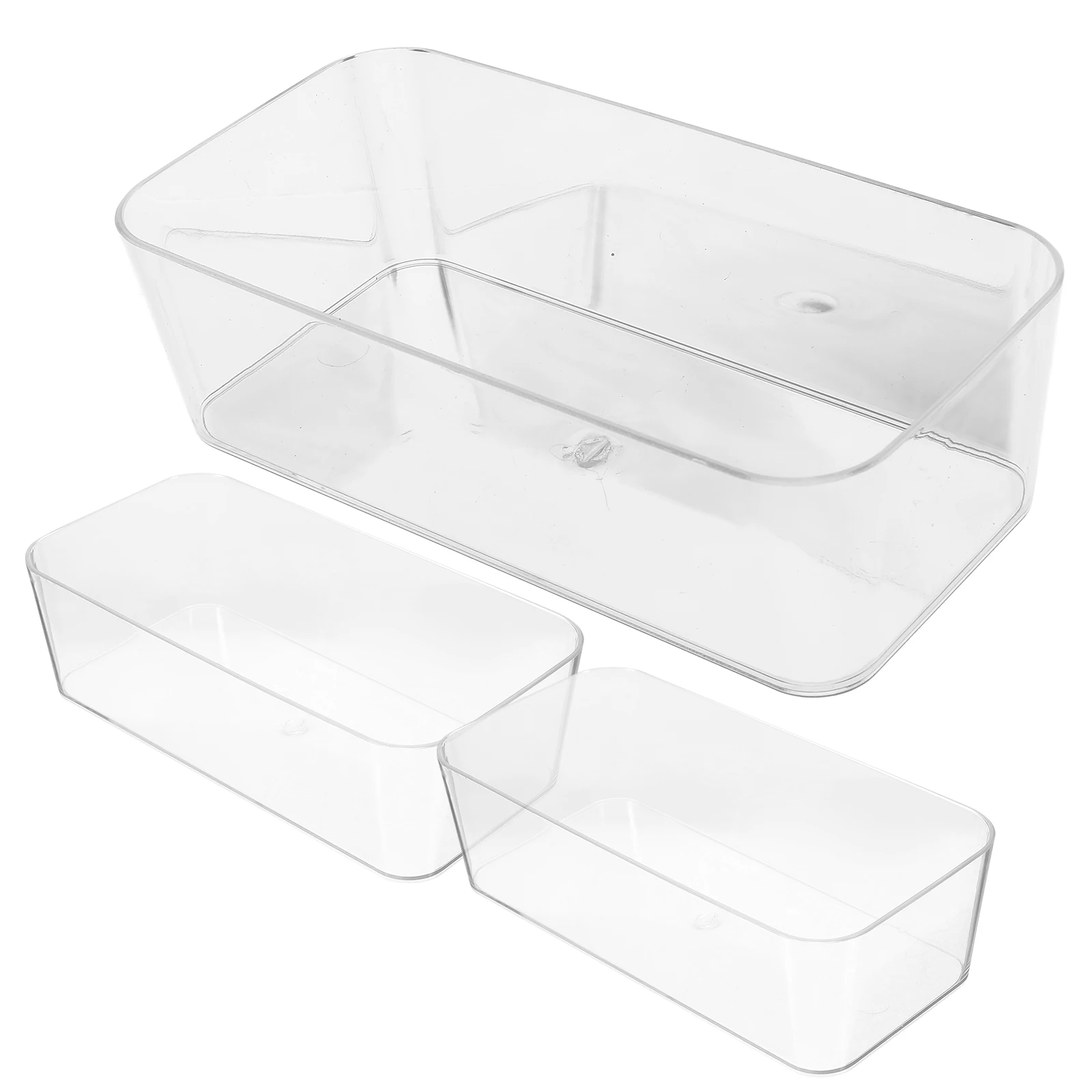 

3Pcs Acrylic Storage Boxes Clear Drawer Organizers for Bathroom Desk Vanity Kitchen Office Makeup Trays Transparent Bins