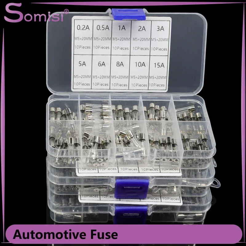 

Boxed Car Fast-blow Glass Tube Fuses 5x20mm 250V 0.2-15A 0.2-20A 0.5-30A Automotive Fuse Assortment Kit