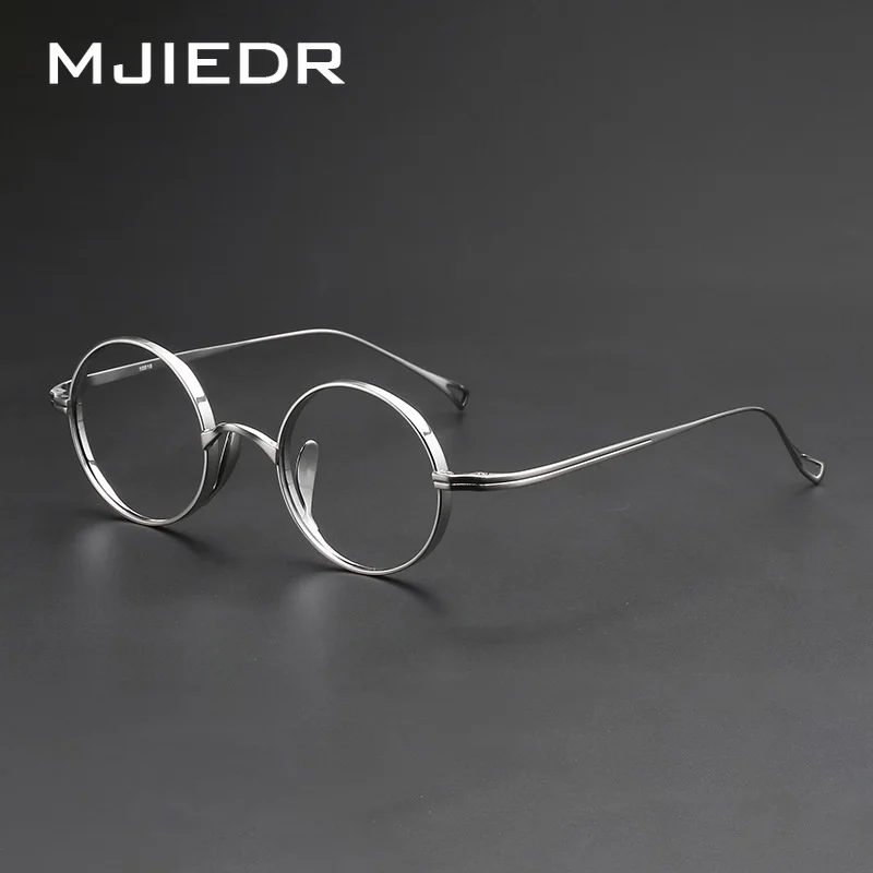 MJIEDR Japanese Style 9g Ultra-Light Vintage Small Round Frame  Pure Titanium frame for Men and Women design as KameManNen