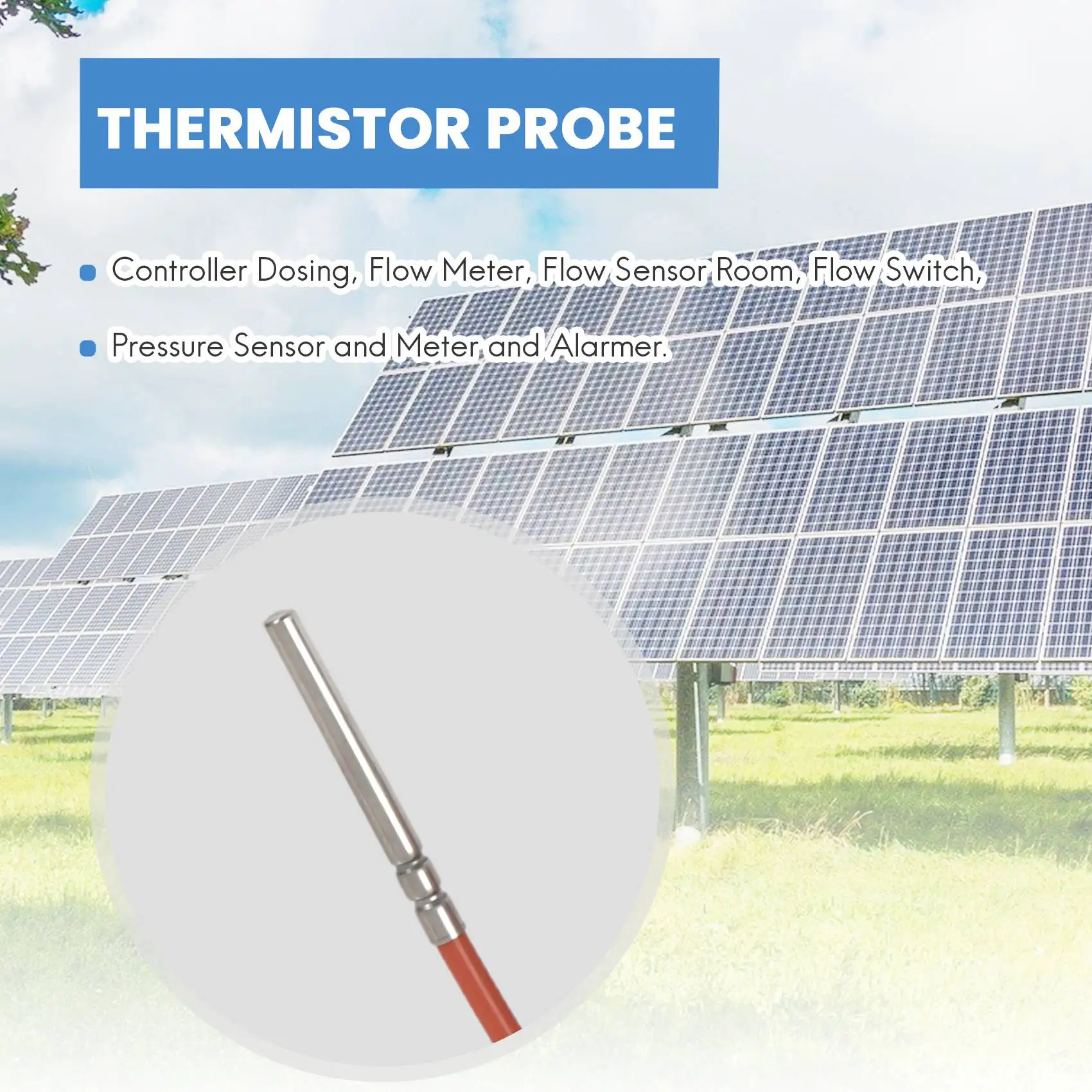 Thermistance de capteur de température PT1000 à 2 fils, revêtement en gel de silicone, sonde de 1.5 mètres, 45mm x 5mm, 50-180 centigrades RTDs