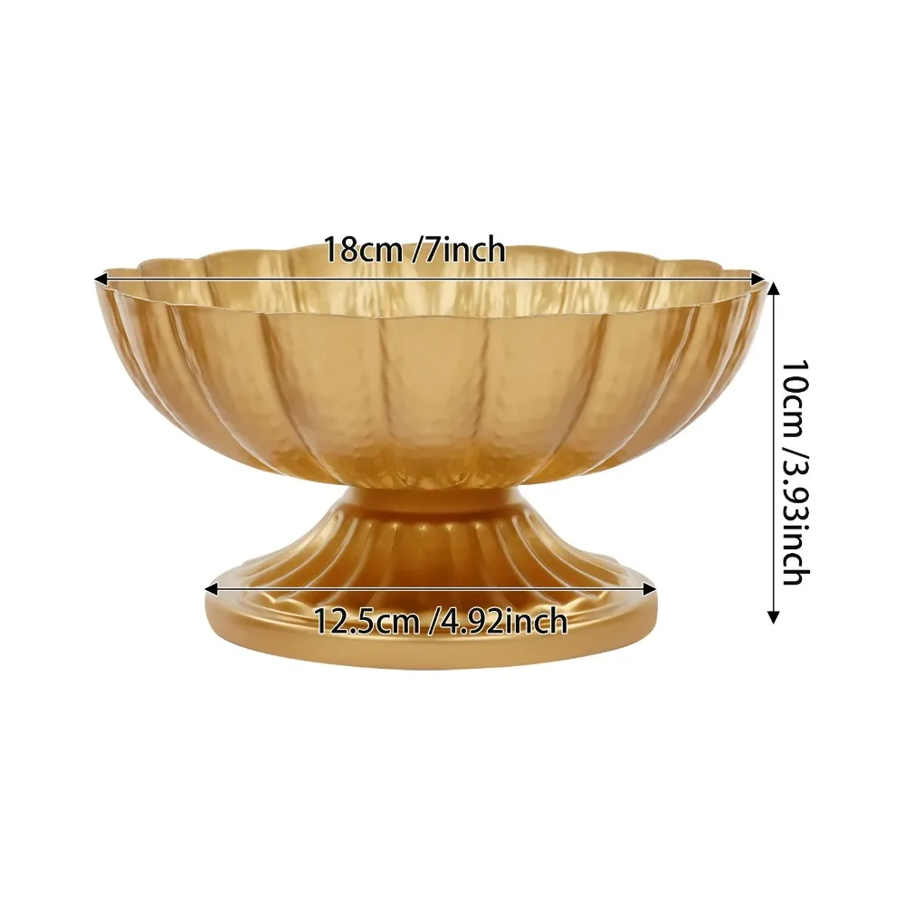 Table Wedding Flower Vase, 10 Pieces Metal Small Flower Vases, 18cm Diameter, 10cm Height, Gold Painted Cast Iron, Durable DIY Floral Decor Set