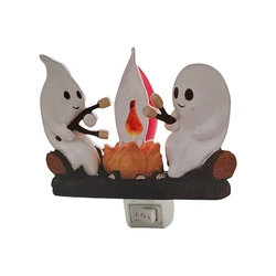 Ghost Campfire Flickering Night Light Flame Halloween Nightlight 3D LED Small Faux Campfire Night Light Decor