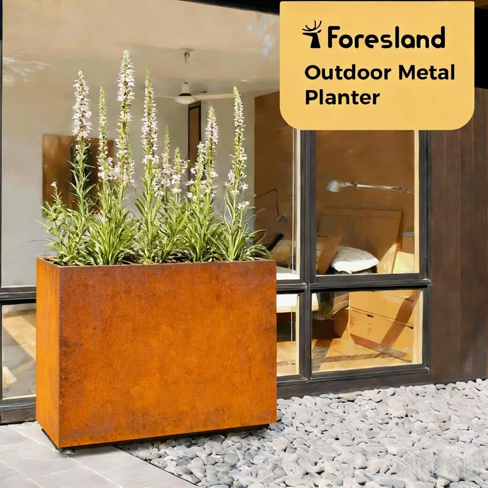 Corten Steel Style Planter Box 36W x 11D x 30H Not Pre-Rusted