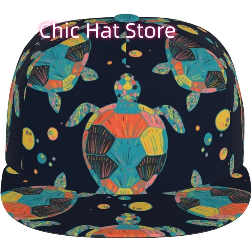 Scales Adjustable Baseball Cap for Women Men Flat Bill Snapback Hat Hip Hop Hat Outdoor Sports Trucker Cap Turtle