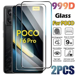 2PCS Tempered Glass for Xiaomi POCO F3 F4 GT F5 F6 Pro Screen Protector for Poco M6 Plus M5 M4 5G M3 M2 Full Cover Glass