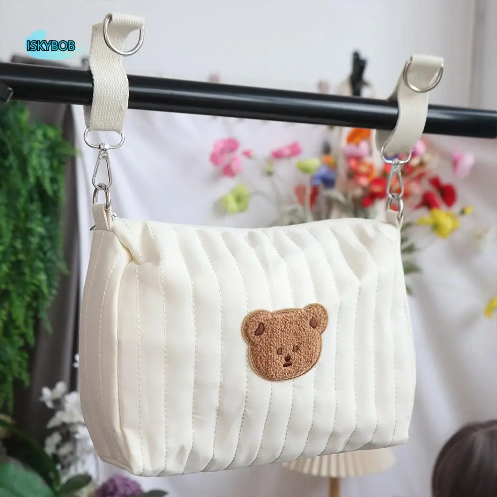 

Fashion Bear Stroller Organizer Bag Quilted Cotton Zipper Pram Storage Bag Diaper Nappy Hanging Mommy Bag Travel